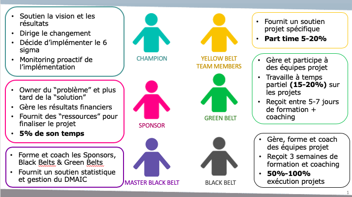 les 7 rôles dans une organisation six sigma